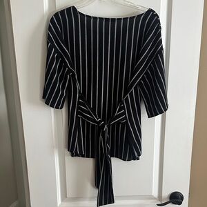 Black and White Striped Women's Top